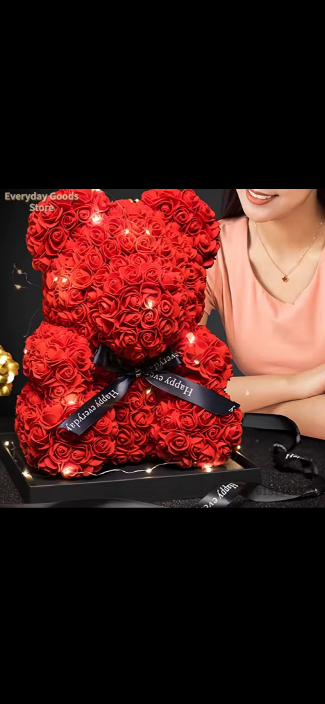 Ours en Roses avec Bouquet Rouge – Cadeau Amour & Tendresse