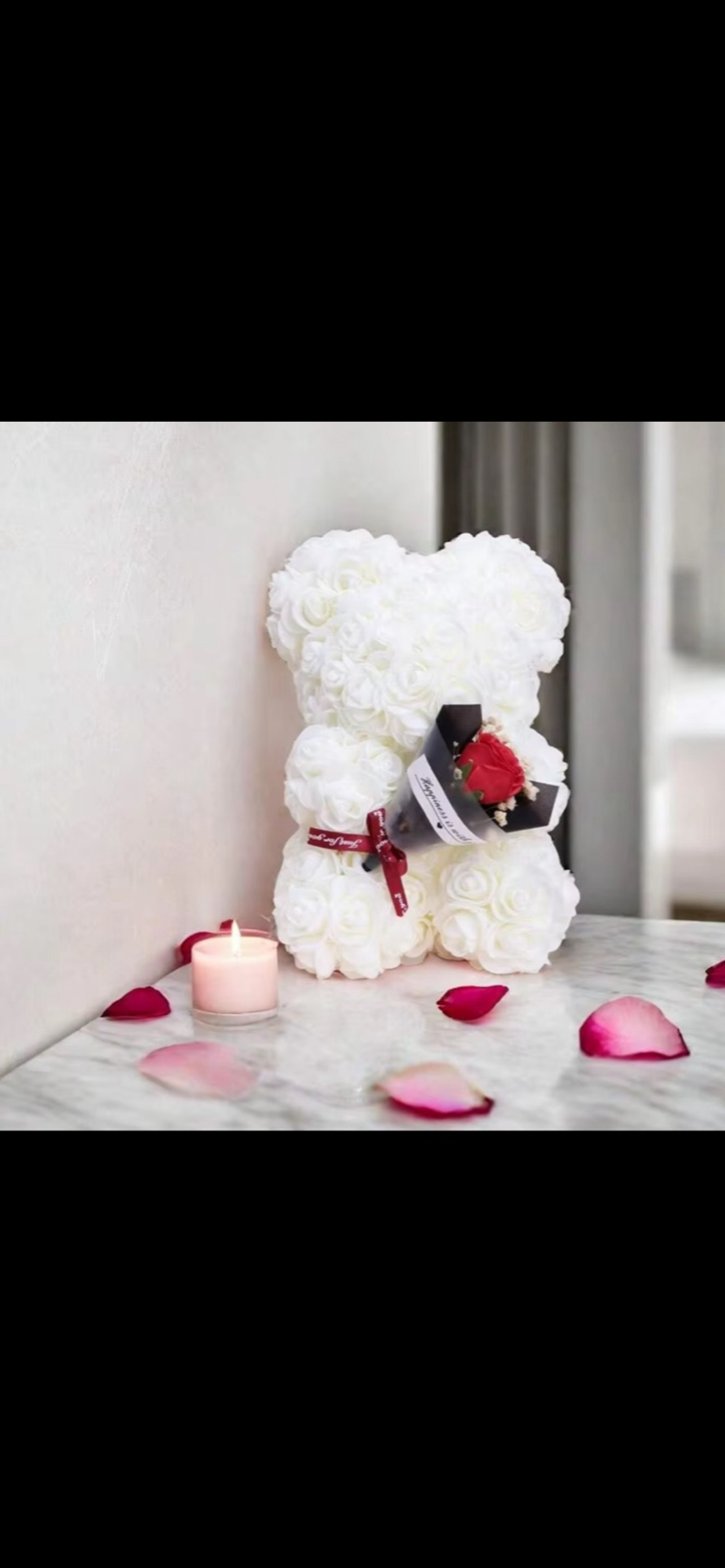 Ours en Roses Rose avec Bouquet Rouge – Cadeau Amour & Tendresse