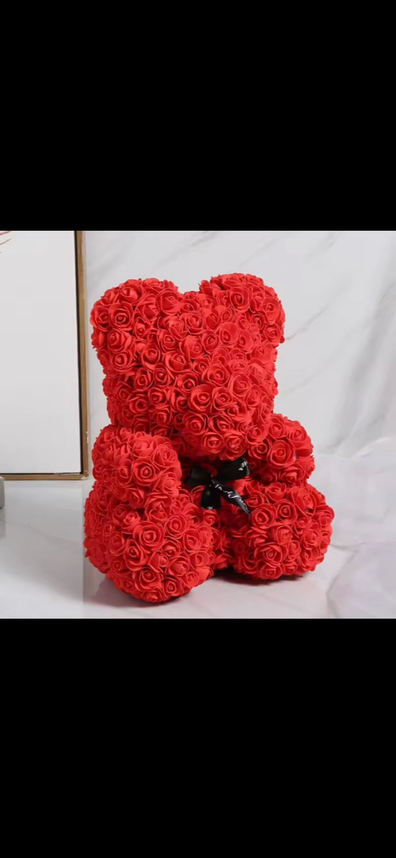 Ours en Roses avec Bouquet Rouge – Cadeau Amour & Tendresse