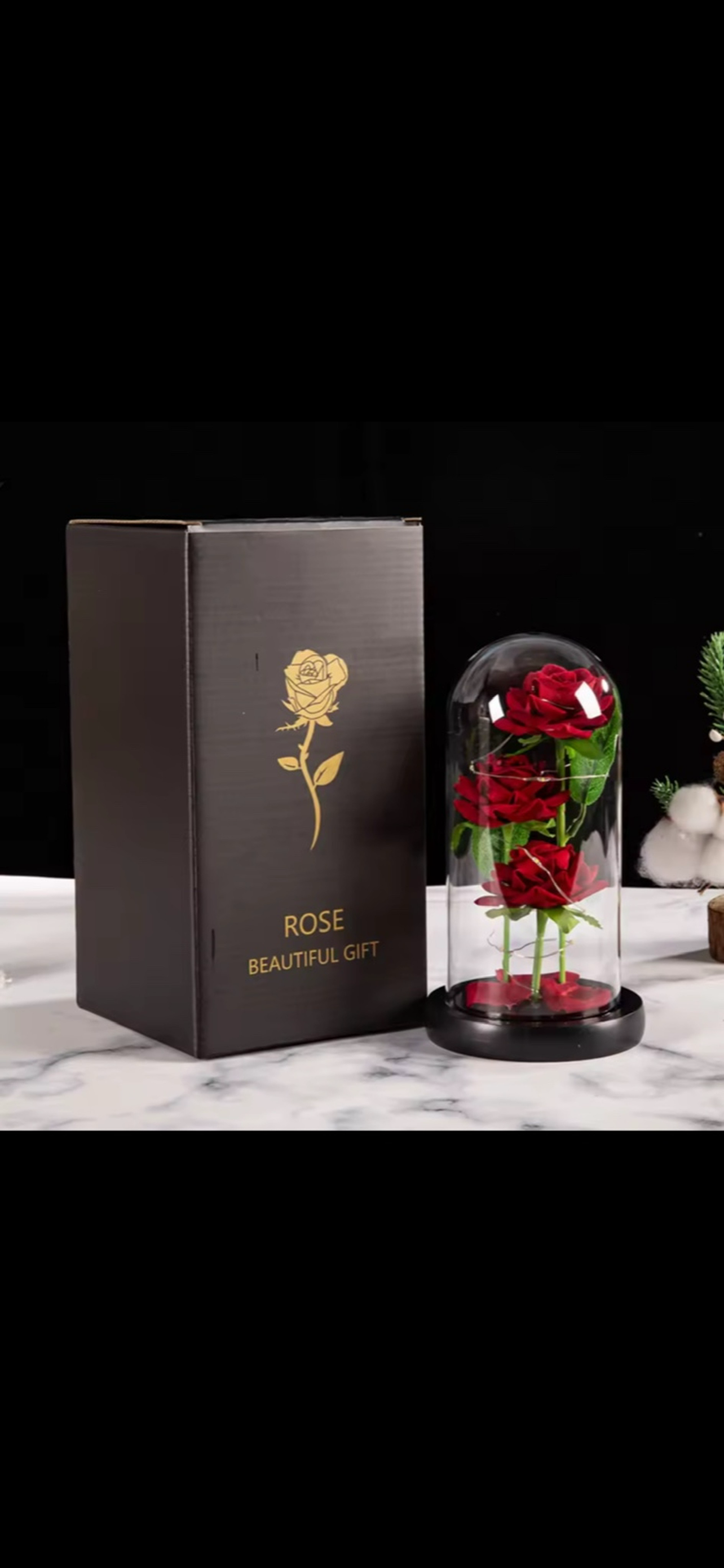 Rose Éternelle Rouge sous Cloche – Cadeau Romantique Lumineux